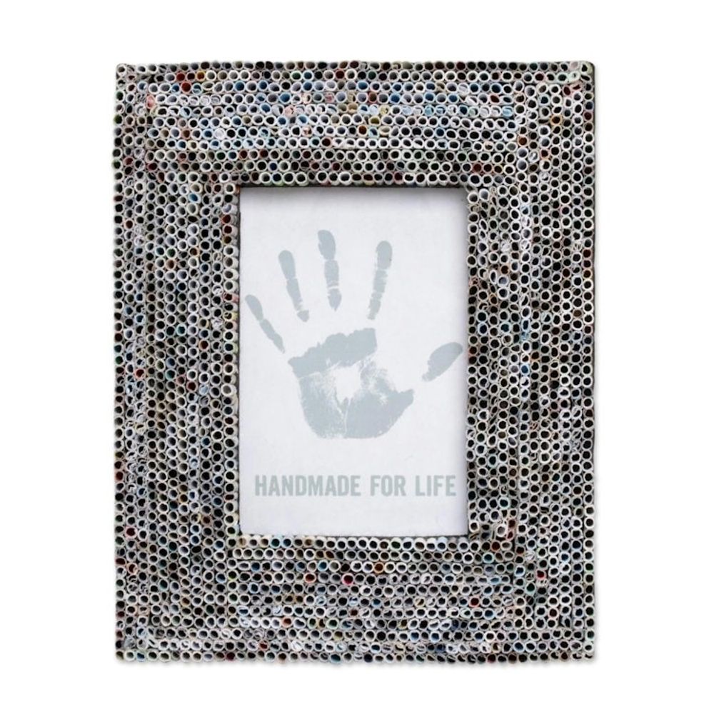 4x6 Recycled Paper Multicolored Photo Frame from Bali 'Straw Memories'